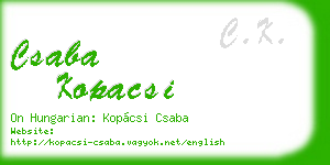 csaba kopacsi business card